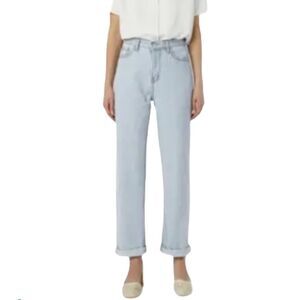 ** OAK + FORT Light Wash Straight High Raw Waist Denim Size 25